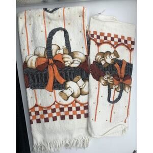 Vintage Franco New Old Stock Lot Of 2 Towels 1 Kitchen And 1 Hand Mushrooms